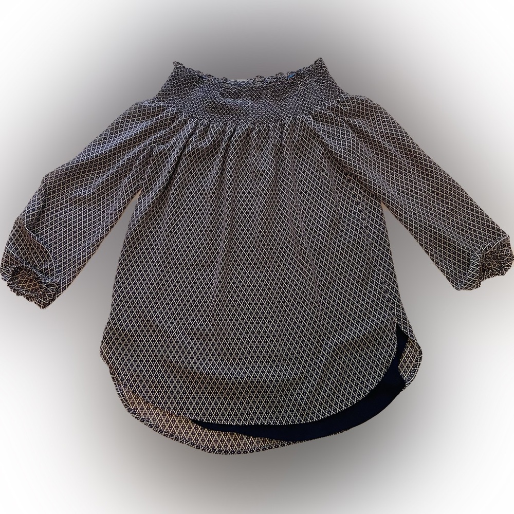 Michael Kors Navy Blue Off Shoulder Long Sleeve Bohemian Top-Size XS